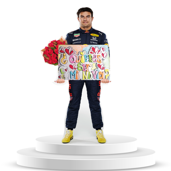 Figura De Checo Pérez Con Letrero Personalizado A Tamaño Real En coroplast - Imagen 3