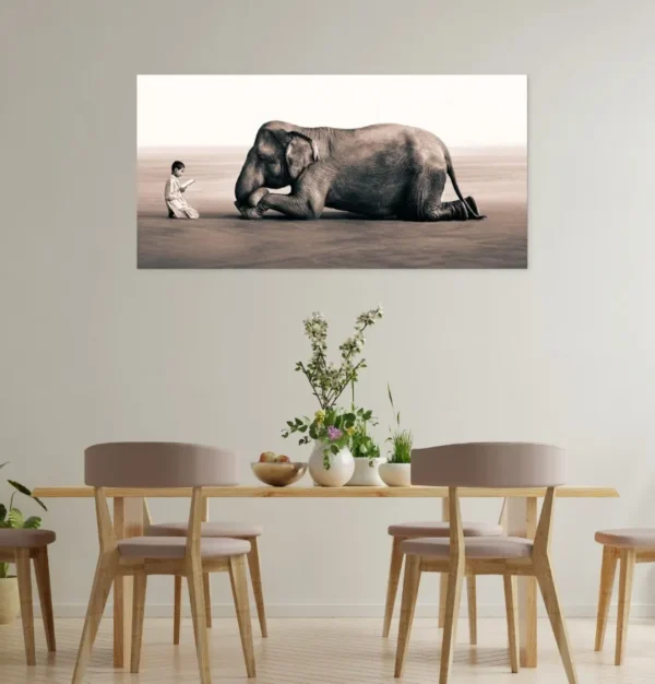 Cuadro Decorativo Ashes And Snow Niño Con Elefante En Canvas - Imagen 3