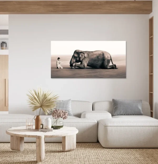 Cuadro Decorativo Ashes And Snow Niño Con Elefante En Canvas - Imagen 2