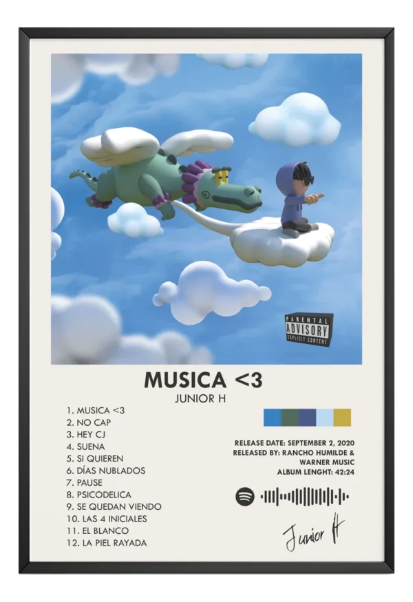 Cuadro Decorativo Con Marco Junior H Álbum Music Tracklist