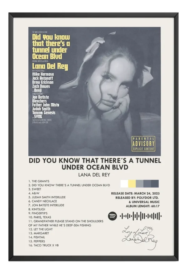 Cuadros Decorativos Lana Del Rey Álbum Music Tracklist