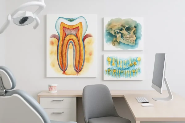 Cuadros Dentista Odontología Dientes Modernos Set En Canvas - Imagen 2