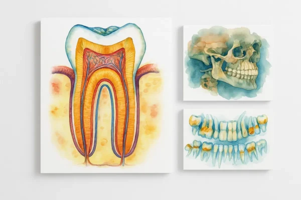 Cuadros Dentista Odontología Dientes Modernos Set En Canvas