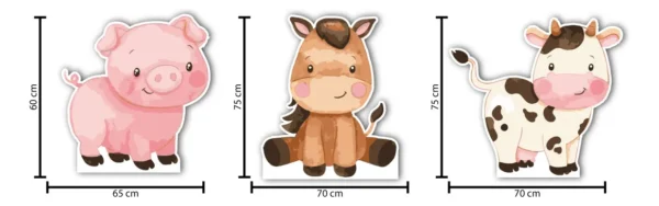 Figura De Coroplast Animales Infantiles De Granja Kit 3pzas - Imagen 2