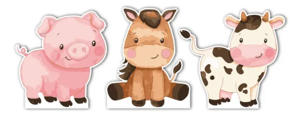 Figura De Coroplast Animales Infantiles De Granja Kit 3pzas