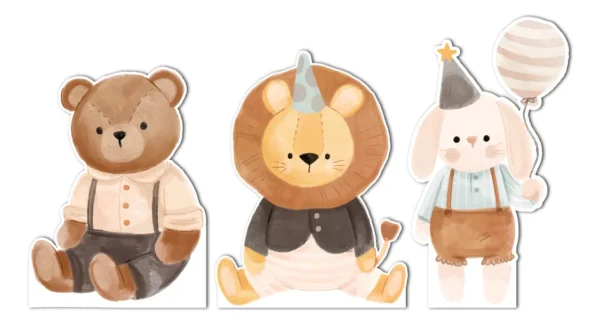 Figura De Coroplast Animalitos 3pz Para Evento Infantiles