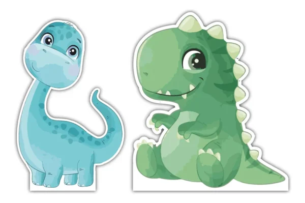 Figura De Coroplast Dinosaurios Infantiles Kit 2pz Con Base