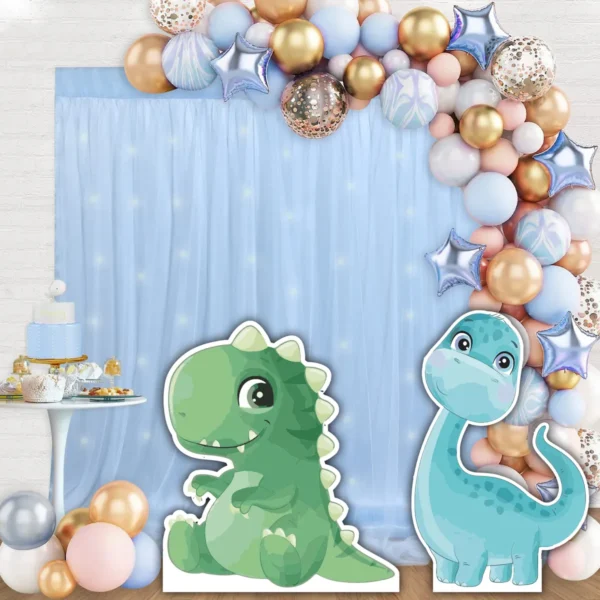 Figura De Coroplast Dinosaurios Infantiles Kit 2pz Con Base - Imagen 3