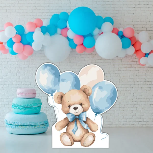 Figura De Coroplast Osito Con Globos Para Evento Infantil - Imagen 4