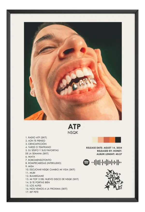 Nsqk Álbum Music Tracklist Cuadro Con Marco Negro Moderno