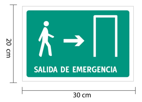 Señaletica Letrero Salida De Emergencia Sobre Rígido - Imagen 2