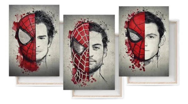 Set 3 Cuadros Spiderman Tobey Andrew Tom Holland Arte Unico