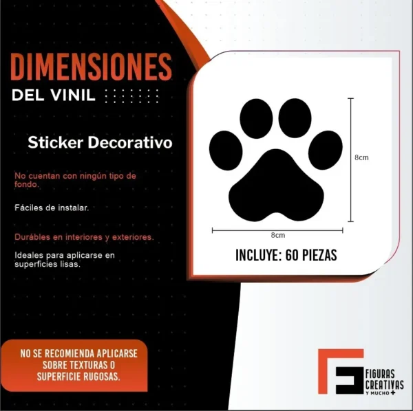 60 Sticker Calcomanía Para Veterinaria Huellitas De Perrito - Imagen 4