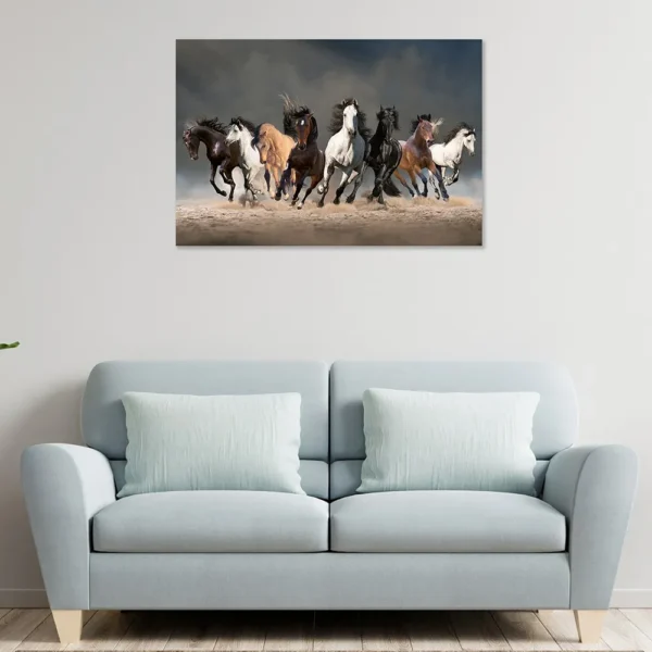 Caballos Salvajes Corriendo Cuadro Decorativo En Canvas - Imagen 2