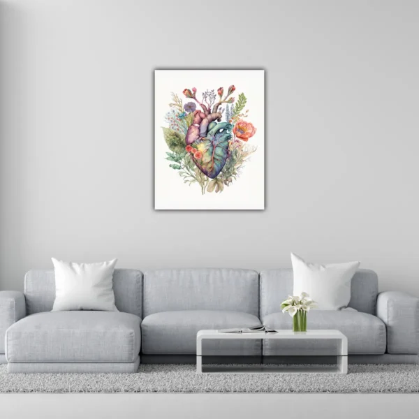 Cuadro Decorativo Corazon Con Flores Para Consultorio - Imagen 2