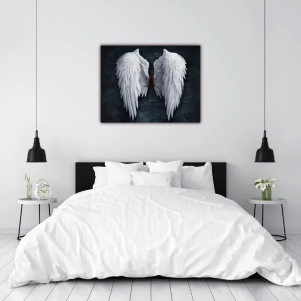 Cuadro Decorativo Moderno Alas De Angel Fondo Negro - Imagen 2