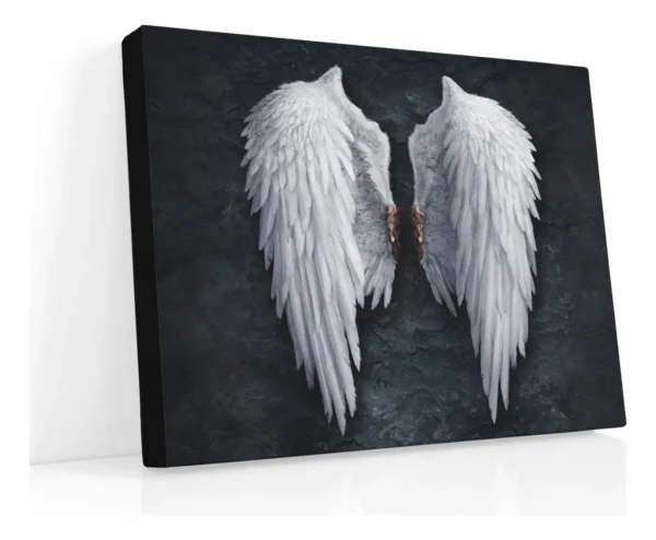 Cuadro Decorativo Moderno Alas De Angel Fondo Negro