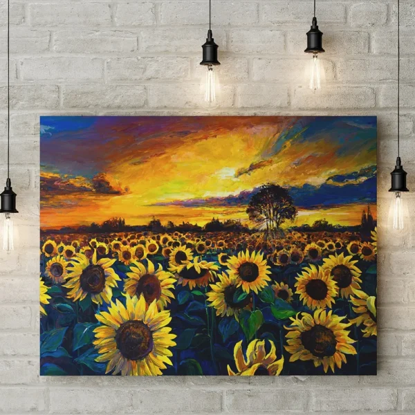 Cuadro Decorativo Naturaleza Canvas Flores Girasoles Y Cielo - Imagen 2