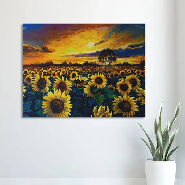 Cuadro Decorativo Naturaleza Canvas Flores Girasoles Y Cielo - Imagen 3