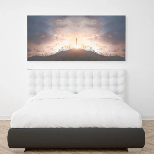 Cuadro Decorativo Religioso Cruz De Jesucristo Atardecer - Imagen 2