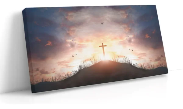 Cuadro Decorativo Religioso Cruz De Jesucristo Atardecer
