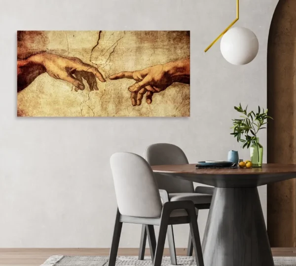 Cuadro La Creación De Adán Da Vinci Lienzo Canva Para Sala - Imagen 2