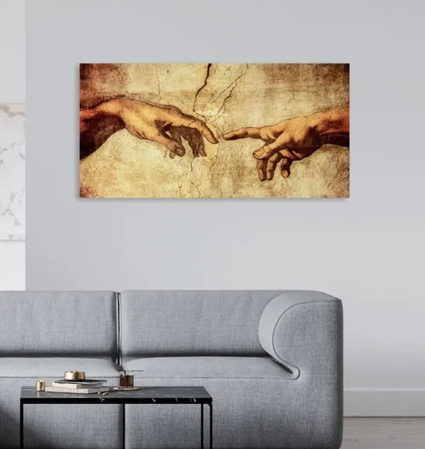 Cuadro La Creación De Adán Da Vinci Lienzo Canva Para Sala - Imagen 3