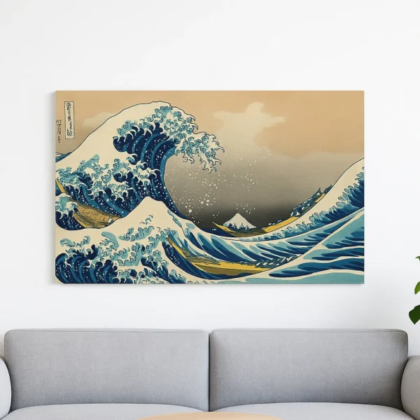 Cuadro La Gran Ola De Kanagaw Por Katusshira Pintura Canvas - Imagen 3