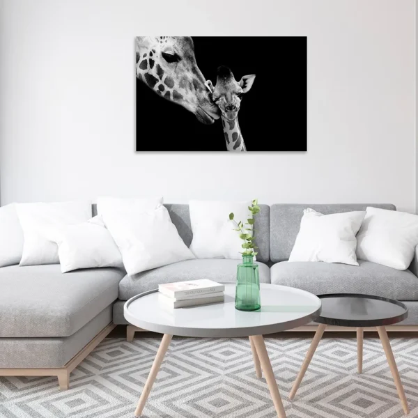 Cuadro Mama Jirafa e Hijo En Lienzo Canvas Para Sala - Imagen 2