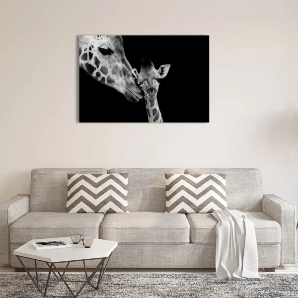 Cuadro Mama Jirafa e Hijo En Lienzo Canvas Para Sala - Imagen 3