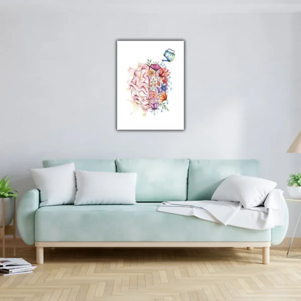 Cuadro Minimalista Cerebro Floral Colorido Para Consultorio - Imagen 3