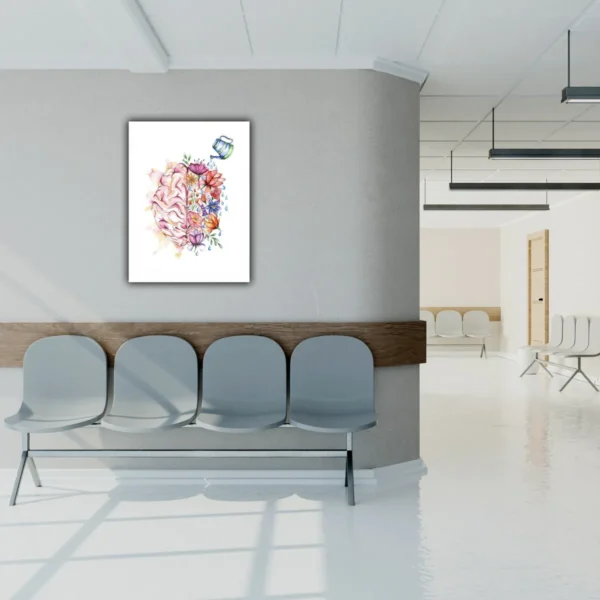 Cuadro Minimalista Cerebro Floral Colorido Para Consultorio - Imagen 4