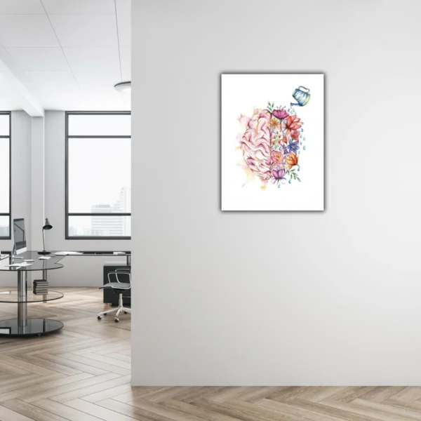 Cuadro Minimalista Cerebro Floral Colorido Para Consultorio - Imagen 5