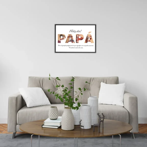 Cuadro Padre Personalizado Fotos Con Marco Regalo Espacial - Imagen 2