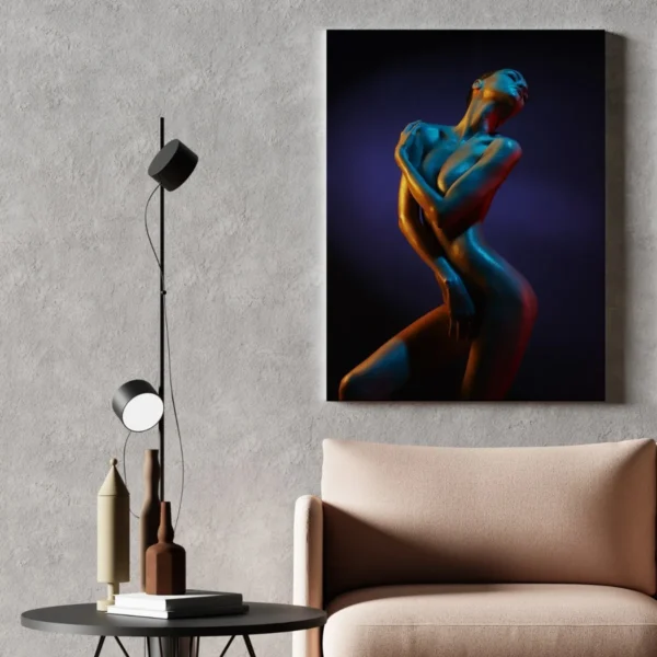 Cuadro Para Sala Moderno Silueta Mujer Desnuda En Canvas - Imagen 2