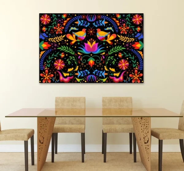 Cuadros Decorativo Arte Mexicano Huichol Otomí Lienzo Canvas - Imagen 3