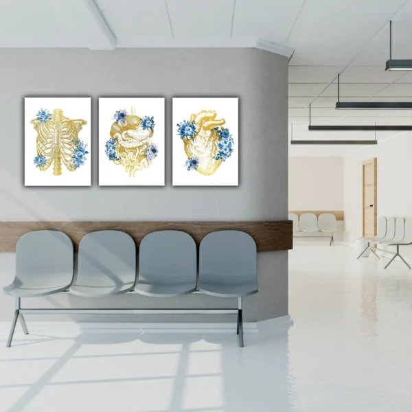Cuadros Decorativos Consultorio Médico Órganos Con Flores - Imagen 2