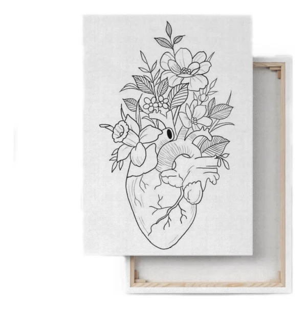 Cuadros Para Pintar Con Diseño Corazon Minimalista Con Flor