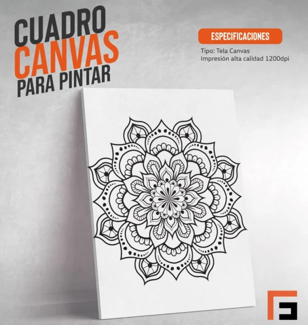 Cuadros Para Pintar En Lienzo Canvas Mandala En Forma Flores - Imagen 3