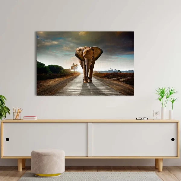 Elefante Caminando Cuadro Moderno En Lienzo Para Sala - Imagen 3
