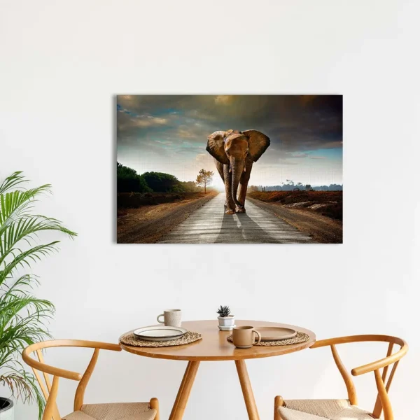 Elefante Caminando Cuadro Moderno En Lienzo Para Sala - Imagen 2
