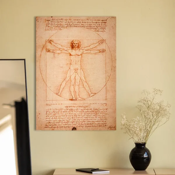 Hombre De Vitruvio Da Vinci Litografía Arte De Cuadro Italia - Imagen 2