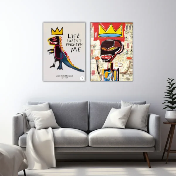 Jean Basquiat Dinosaurio Alien Set 2 Cuadros Decorativos - Imagen 2