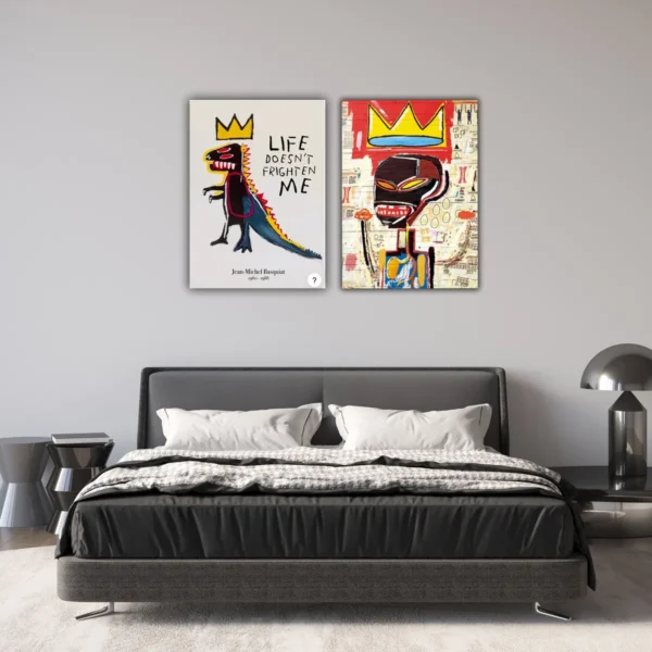 Jean Basquiat Dinosaurio Alien Set 2 Cuadros Decorativos - Imagen 3