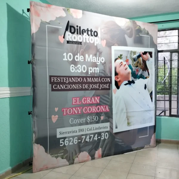 Muro Publicitario Portatil 2.3x2.3m Con Tela Personalizada - Imagen 3