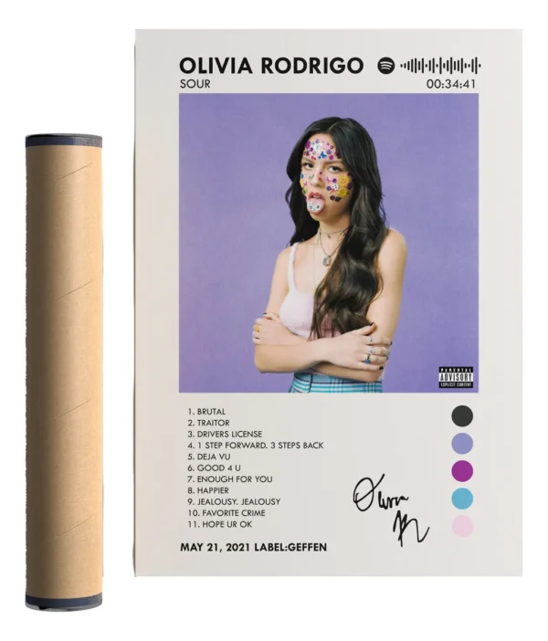 Poster Olivia Rodrigo Álbum Music Tracklist Varios Modelos