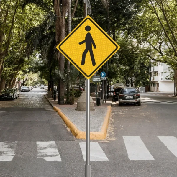 Señal De Paso Peatonal Preventiva Con Reflejante 60x60cm - Imagen 4