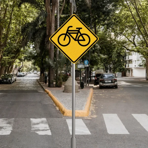 Señal Vial Circulación De Bicicletas En Reflejante 71x71cm - Imagen 3