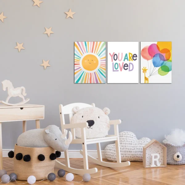 Set 3 Cuadros Infantiles Frase Personalizada Cuarto De Bebe - Imagen 4