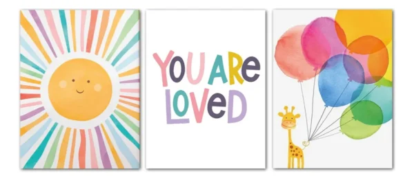 Set 3 Cuadros Infantiles Frase Personalizada Cuarto De Bebe